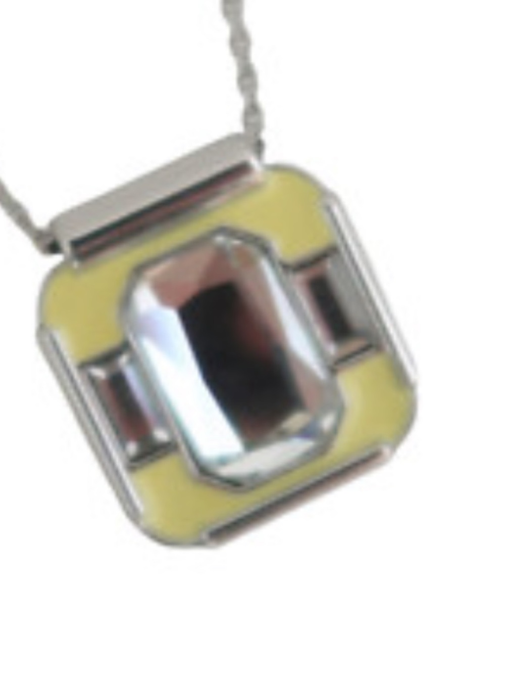 Lia Sophia Yellow Enamel Pendant with Faceted Crystal